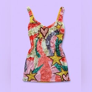 NWT Nasty Gal Sequin Star and Heart Mini Dress size 4